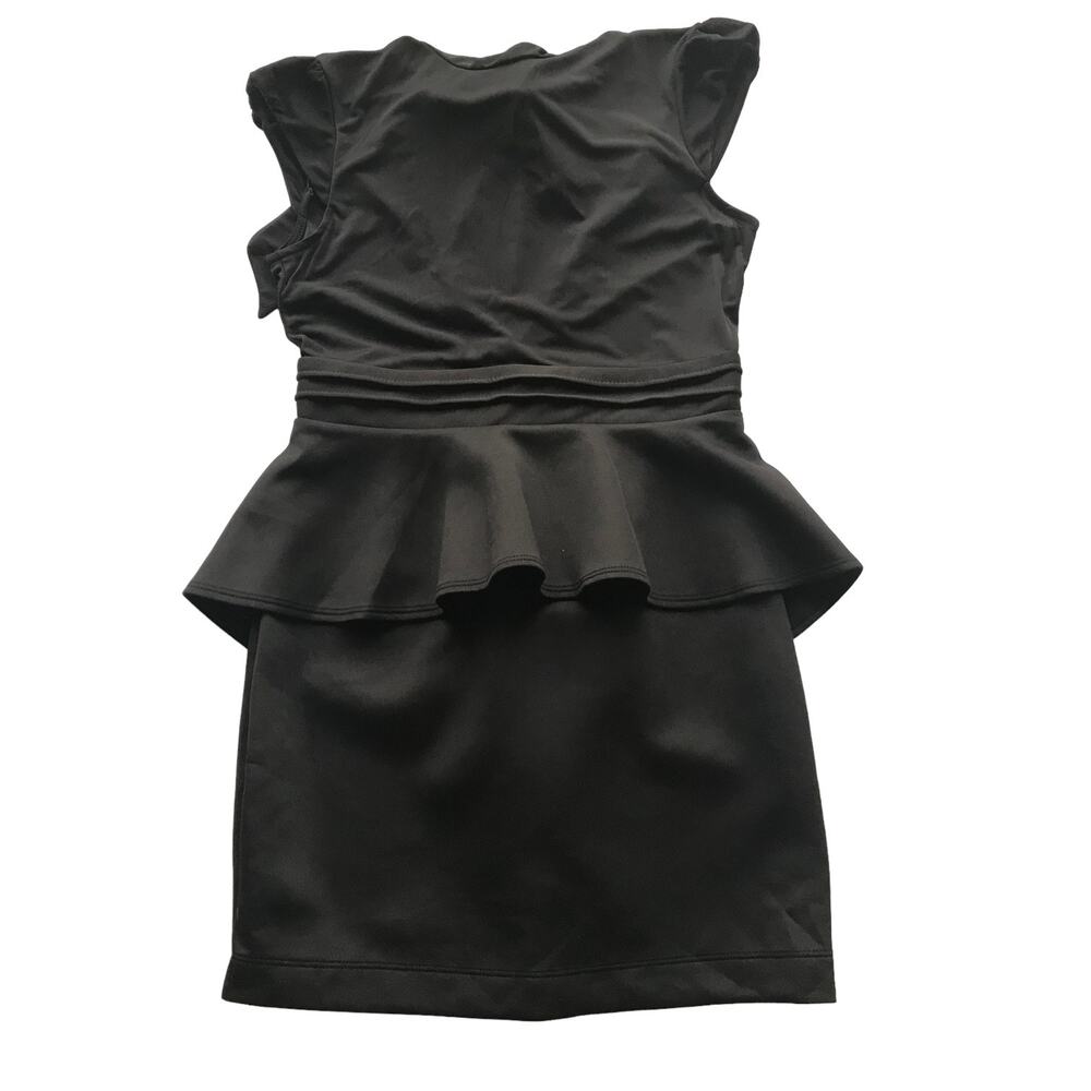 Forever 21 Dress Short Black Bodycon Sheer Peplum Open Back Womens Large NWT
